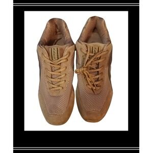 Kela.cr Women's Dance Sneakers Shoes Tan Suede Mesh Lace Up Size US 11.5 EU 42.5
